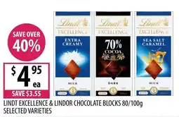 Supabarn Lindt excellence & lindor chocolate blocks offer