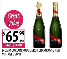 Supabarn Mumm cordon rouge brut champagne non vintage offer