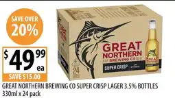 Supabarn Great northern brewing co super crisp lager 3.5% bottles 330ml x 24 pack offer