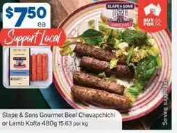 Foodland Slape & sons gourmet beef chevapchichi or lamb kofta offer