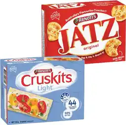IGA Arnott’s Cruskits Crispbread 125g, Jatz or Savoy 225g Selected Varieties offer