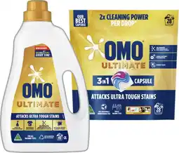 IGA OMO Ultimate Laundry Liquid 2 Litre, Powder 2kg or Capsules 28 Pack Selected Varieties offer