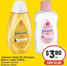 IGA Johnson's baby oil, shampoo, bath or lotion offer