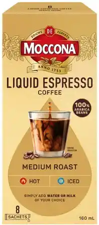 IGA Moccona Liquid Espresso Coffee Sachet Selected Varieties offer
