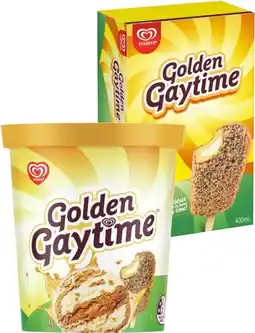 IGA Streets Golden Gaytime Ice Cream Sticks 4 Pack or Tub 1 Litre Selected Varieties offer