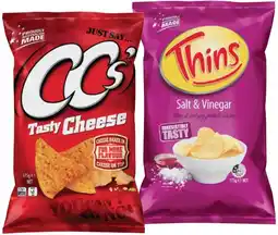 IGA CC’s Corn Chips 175g or Thins Chips 150‑175g Selected Varieties offer