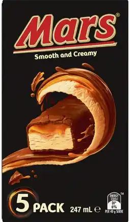 IGA Mars or Snickers Frozen Dessert Bars 5 Pack offer
