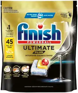 IGA Finish Ultimate Plus All in One Dishwashing Tablets Lemon Sparkle offer
