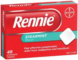 IGA Rennie Spearmint Flavour Indigestion & Heartburn Tablets offer