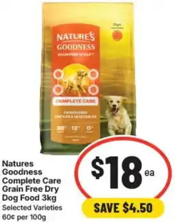 IGA Natures goodness complete care grain free dry dog food offer