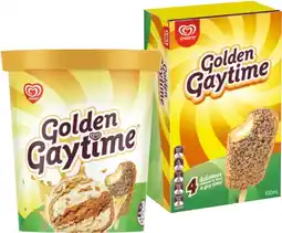 IGA Streets Golden Gaytime Ice Cream Sticks 4 Pack or Tub 1 Litre Selected Varieties offer