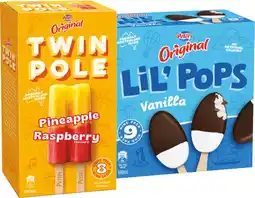 IGA Peters Original Twin Pole 8 Pack or LiL’ Pops Ice Cream 9 Pack Selected Varieties offer