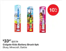 Henry Schein Colgate kids battery brush bluey, minecraft, barbie offer