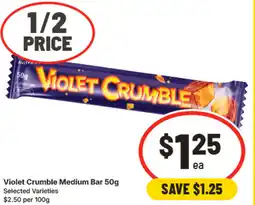 IGA Violet crumble medium bar offer