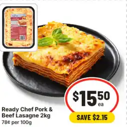 IGA Ready chef pork & beef lasagne offer