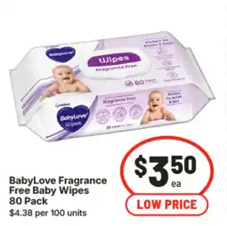 IGA Babylove fragrance free baby wipes offer