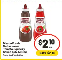 IGA Masterfoods barbecue or tomato squeezy sauce offer