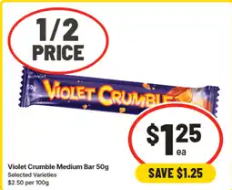 IGA Violet crumble medium bar offer