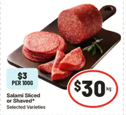 IGA Salami sliced or shaved offer