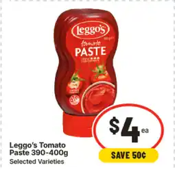 IGA Leggo's tomato paste selected varieties offer
