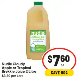 IGA Nudie cloudy apple or tropical brekkie juice offer
