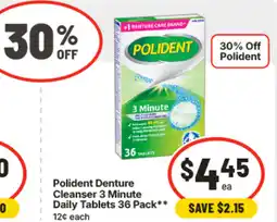 IGA Polident denture cleanser 3 minute daily tablets offer