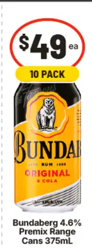 IGA Bundaberg 4.6% premix range cans offer
