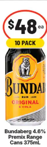 IGA Bundaberg 4.6% premix range cans offer