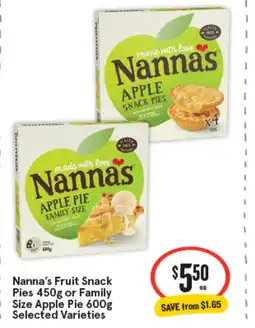 IGA Nanna's fruit snack pies or family size apple pie offer