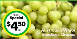 Woolworths Australian white seedless grapes offer