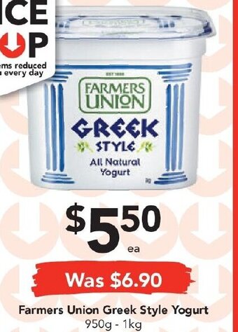 Drakes Farmers Union Greek Style Yogurt 950g-1kg offer