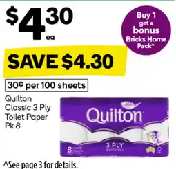 Woolworths Quilton classic 3 ply toilet paper offer