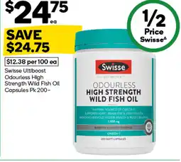 Woolworths Swisse ultiboost odourless high strength wild fish oil offer