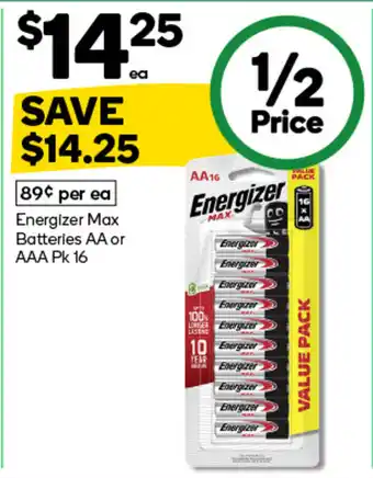 Woolworths Energizer max batteries aa or aaa offer