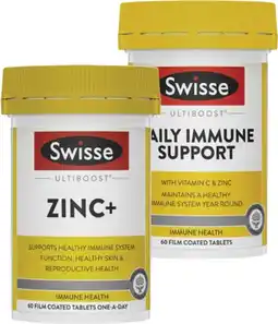 Coles Swisse Ultiboost Zinc+ or Daily Immune Support Tablets 60 Pack offer