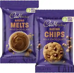 Coles Cadbury Baking Chocolate Chips or Melts 200g-225g offer