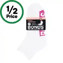 Woolworths Bonds Ladies’ Cushioned 1/4 Crew Socks – Assorted offer
