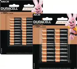 Coles Duracell Coppertop Batteries AA or AAA 20 Pack offer