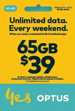 Coles Optus $39 Prepaid SIM Starter Kit offer