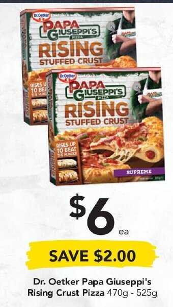 Drakes Dr. Oetker Papa Giuseppi's Rising Crust Pizza 470g-525g offer