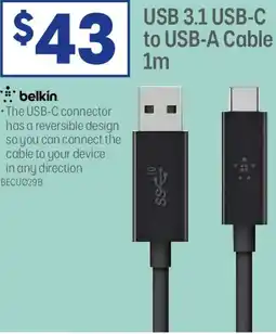 Officeworks Usb 3.1 usb-c to usb-a cable offer