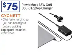Officeworks Powermaxx 65w gan laptop charger usb-c offer