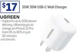 Officeworks Ugreen 20w usb-c wall charger offer