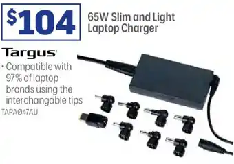 Targus 65w slim and light laptop charger