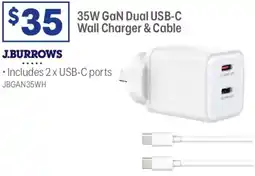 Officeworks 35w gan dual usb-c wall charger offer