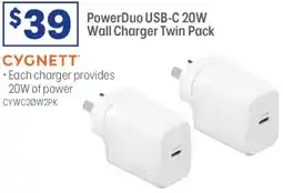 Officeworks Powerduo usb-c 20w wall charger offer