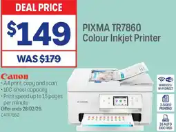Officeworks Pixma tr7860 colour inkjet printer offer