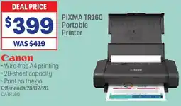 Officeworks Pixma tr160 portable printer offer
