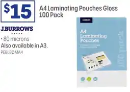 Officeworks A4 laminating pouches gloss offer