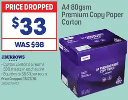 Officeworks A4 premium copy paper carton offer